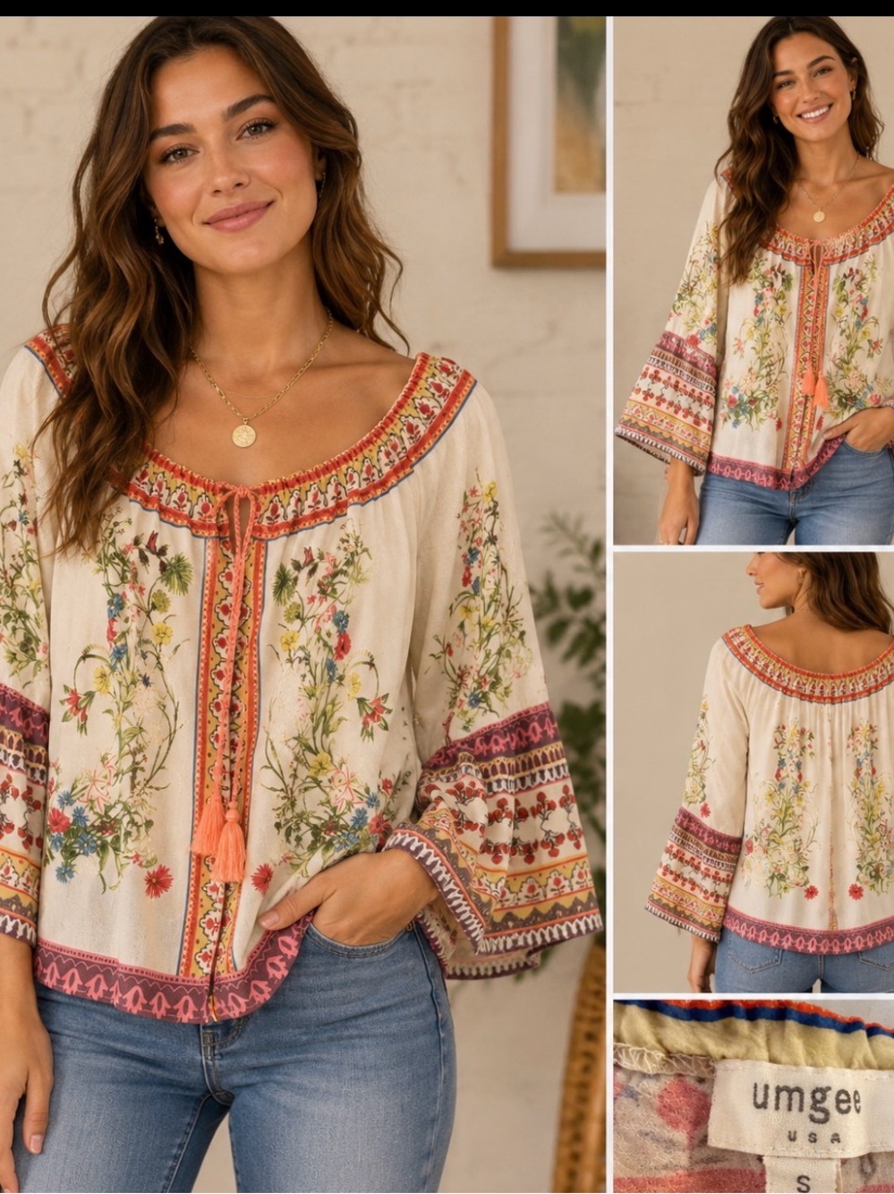 Umgee Multicolor Floral Boho Blouse